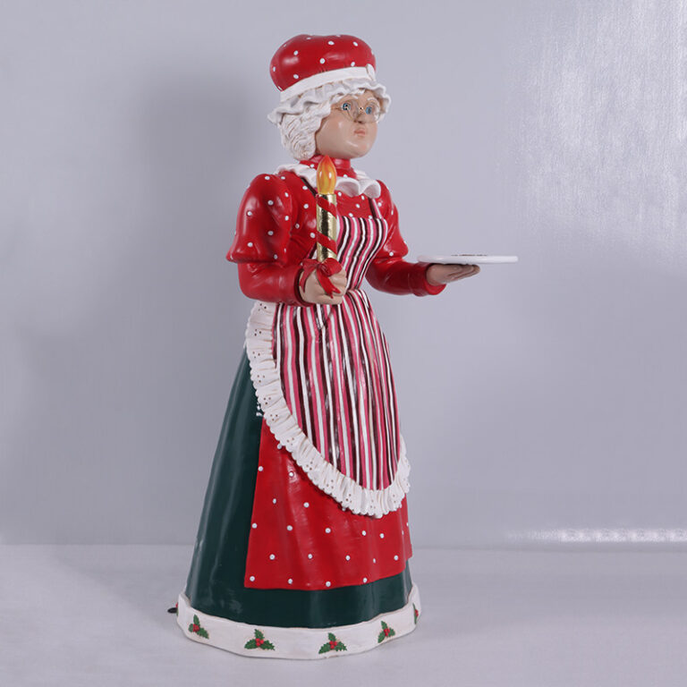 Natureworks Australia Miss Santa 5ft with candle and tray -200176- looking right