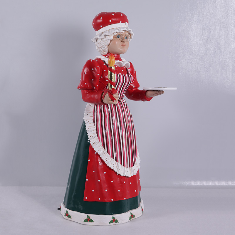 Natureworks Australia Miss Santa 5ft with candle and tray -200176- looking right