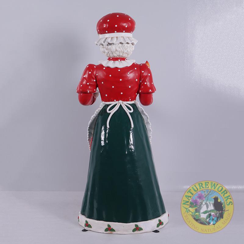 Natureworks Australia Miss Santa 5ft with candle and tray -200176- rear view