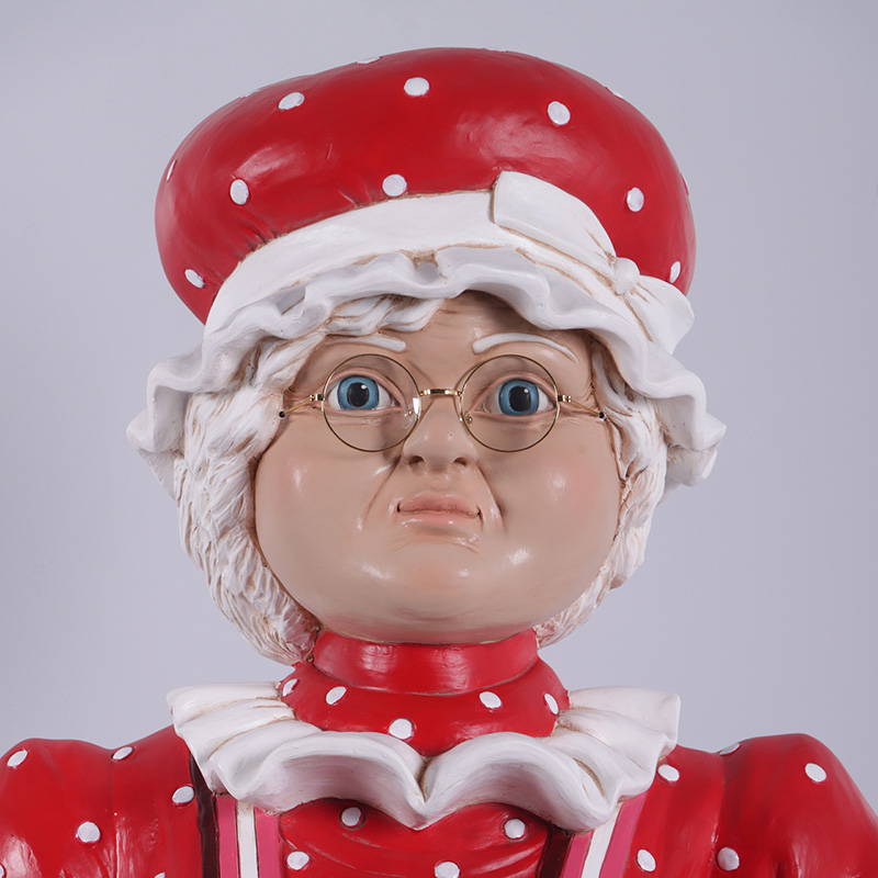 Natureworks Australia Miss Santa 5ft with candle and tray -200176- close up of head