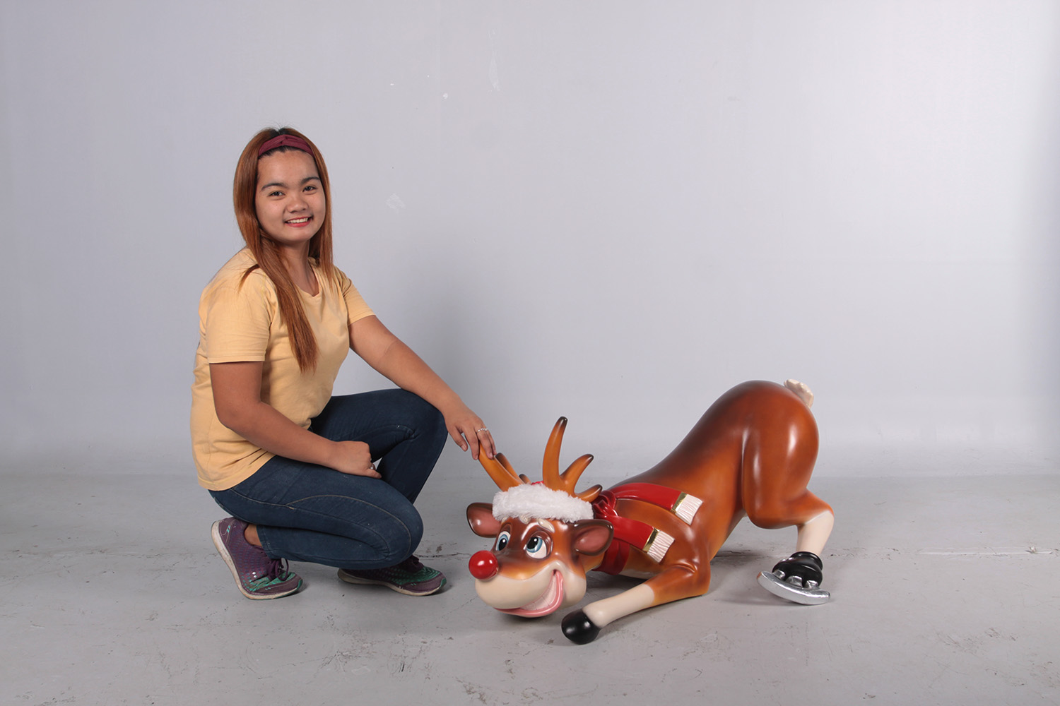 Natureworks Australia Reindeer Funny Skating- 170078 with lady