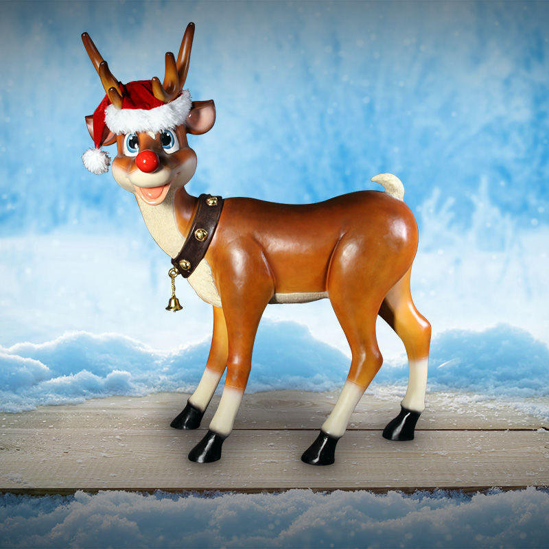 Natureworks Australia Reindeer_Standing_090078- with Santa hat - side view with background