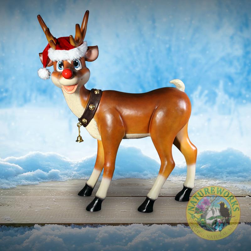 Natureworks Australia Reindeer_Standing_090078- with Santa hat - side view with background