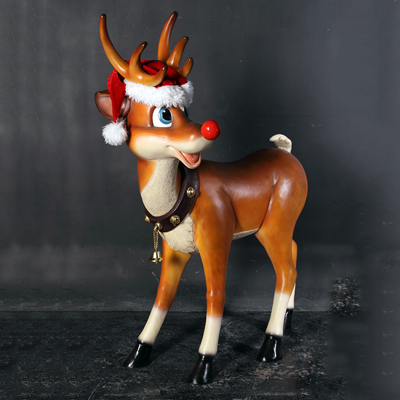 Natureworks Australia Reindeer_Standing_090078- with Santa hat - angle view-cute