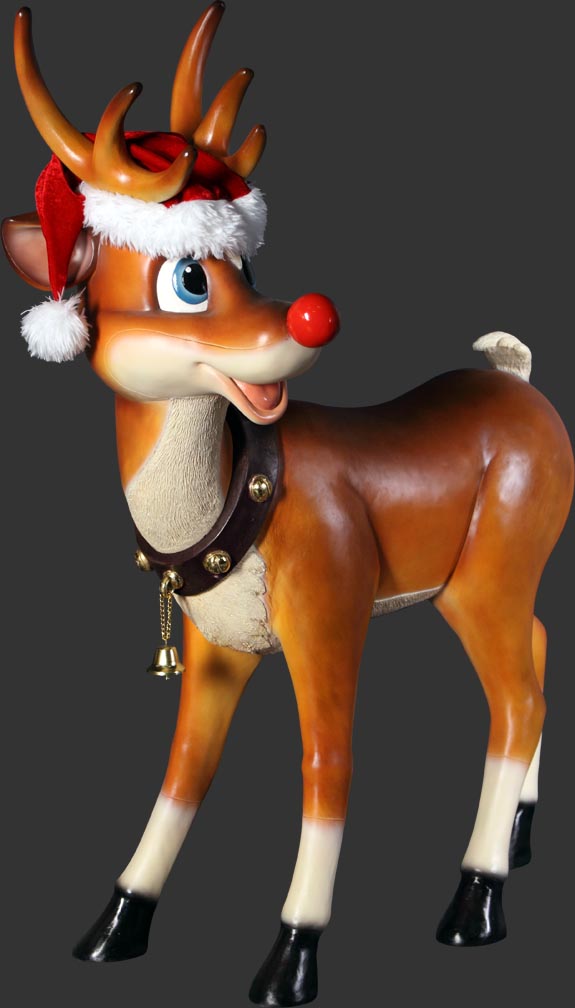 Natureworks Australia Reindeer_Standing_090078- with Santa hat - angle view
