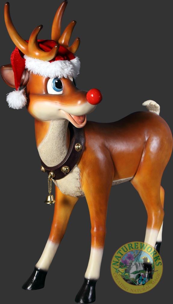 Natureworks Australia Reindeer_Standing_090078- with Santa hat - angle view