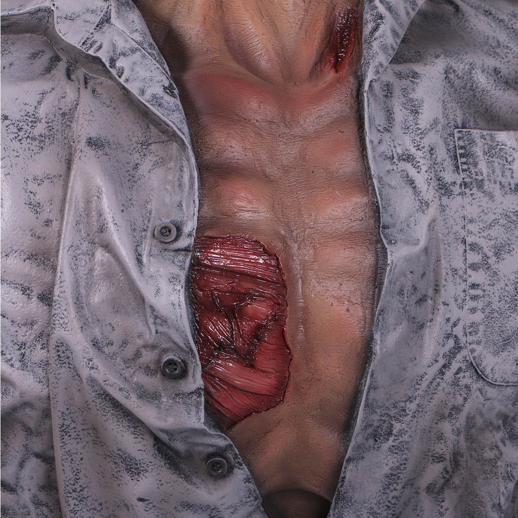 Natureworks Australia Zombie Wall decor Halloween prop - 140104-close up of chest wound