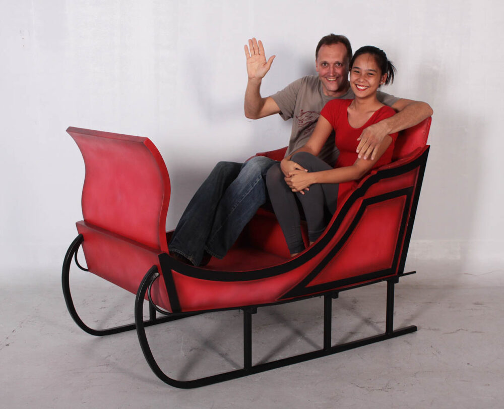 Christmas Sleigh-Jumbo-110096Red- angle view- showing photo op