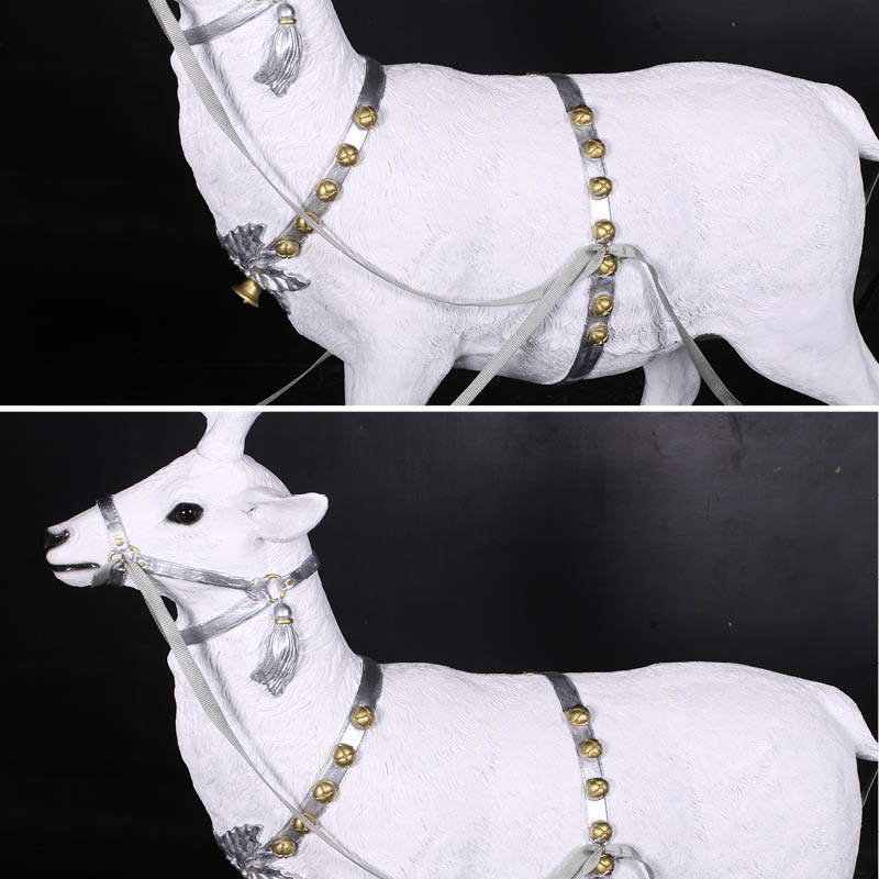 Natureworks Australia Christmas sleigh - Jumbo white-110096W- showing close up of white reindeers