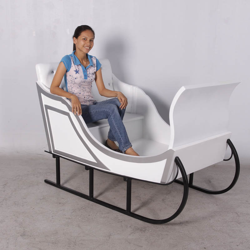 Natureworks Australia Christmas sleigh - Jumbo white-110096W-shown with lady