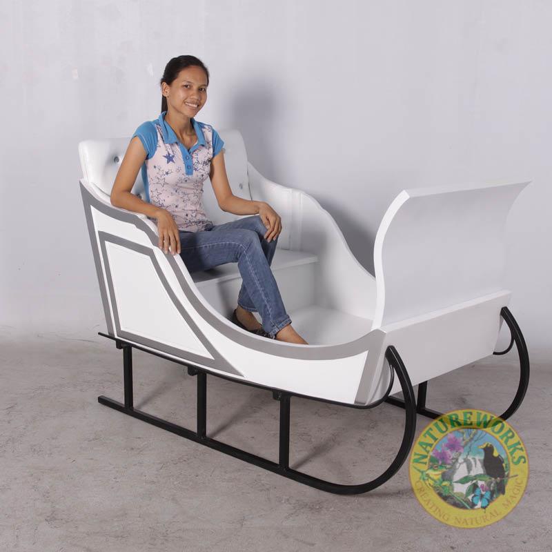 Natureworks Australia Christmas sleigh - Jumbo white-110096W-shown with lady