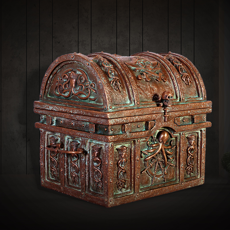 Natureworks Australia Davy jones treasure chest- NT0023 with hinged lid for easy opening- showing treasure chest with lid closed