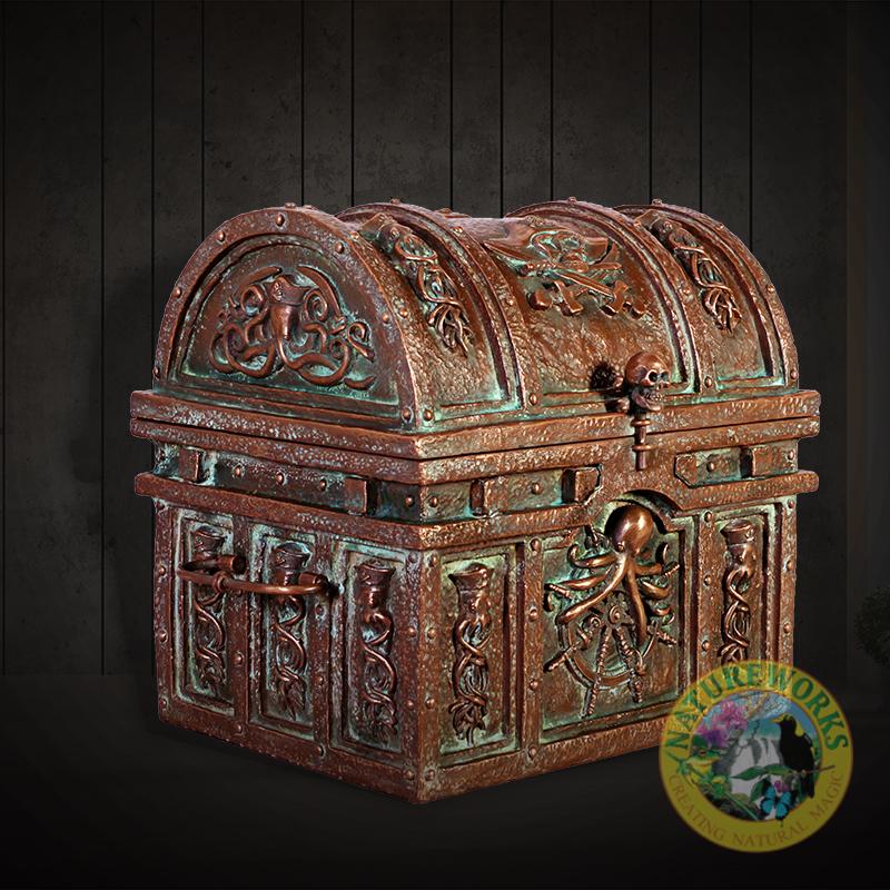 Natureworks Australia Davy jones treasure chest- NT0023 with hinged lid for easy opening- showing treasure chest with lid closed