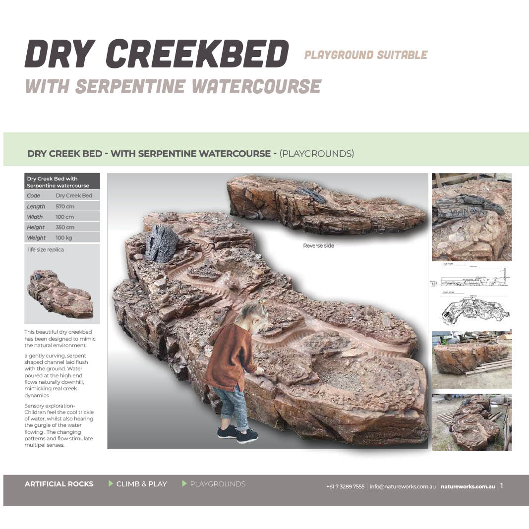Natureworks Australia Dry Creekbed artificial rock- with Serpentine water course