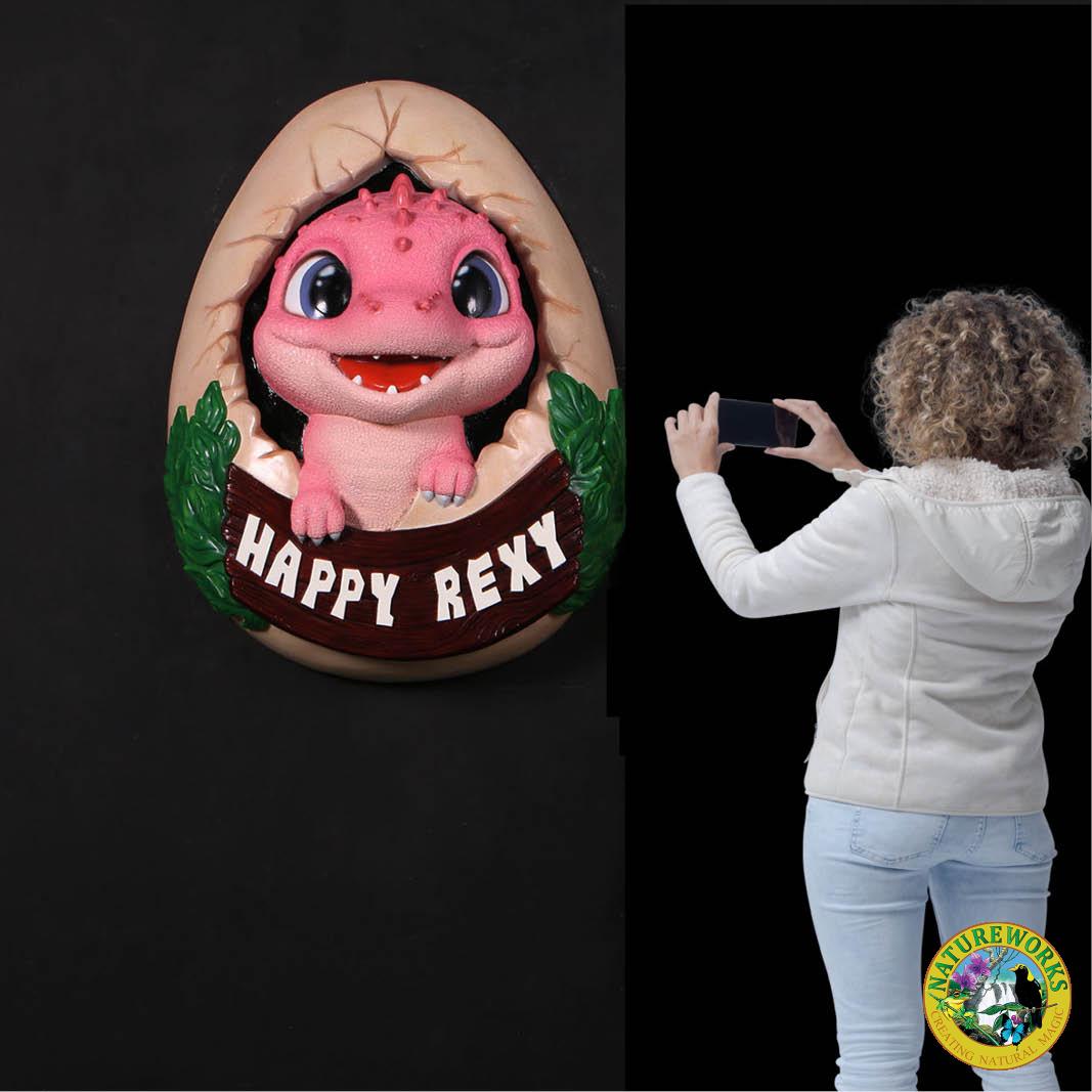 Natureworks Australia Happy Rexy wall decor-Shown with lady taking photo-250073-V5