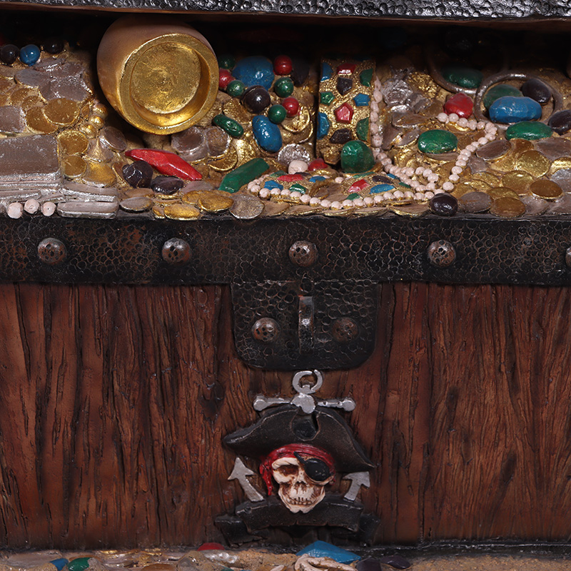Natureworks Australia Pirate's Coffer Chest-230080-on sand base - showing close up of jewles