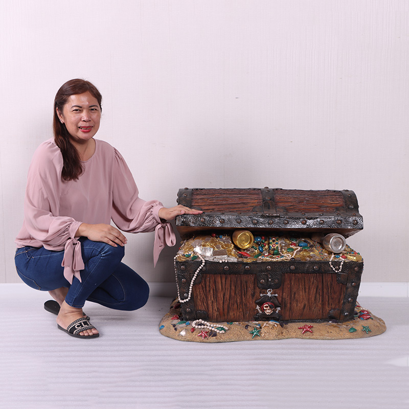 Natureworks Australia Pirate's Coffer Chest-230080-on sand base - shown with lady