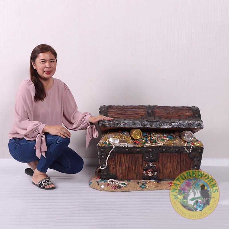 Natureworks Australia Pirate's Coffer Chest-230080-on sand base - shown with lady