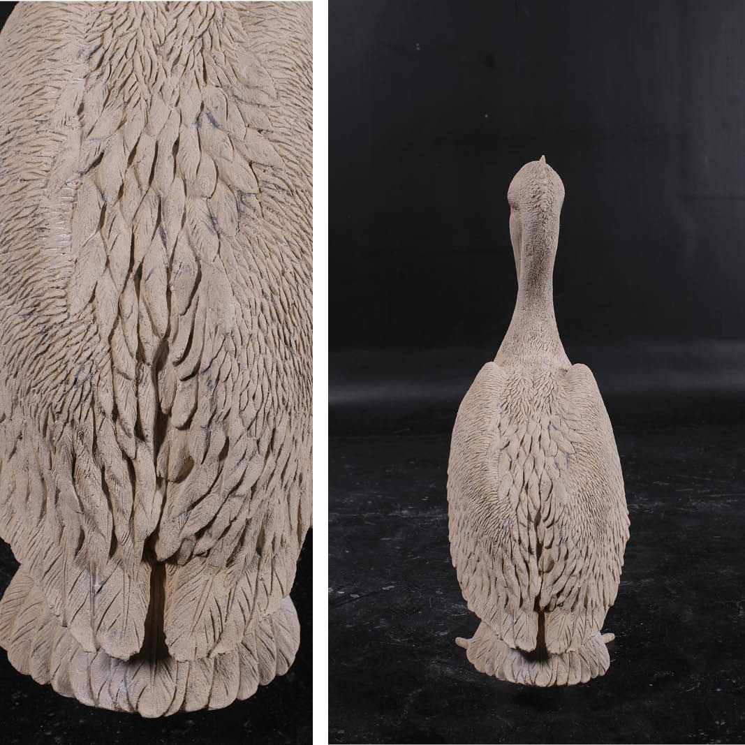 Natureworks Australia Pelican standing - 090073RS - roman stone finish - rear views and close up of detailed plumage