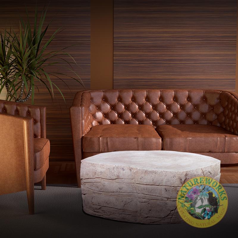 Orgnic shaped "Grand Canyon" artificial rock coffee table - 200166 light mudstone finish