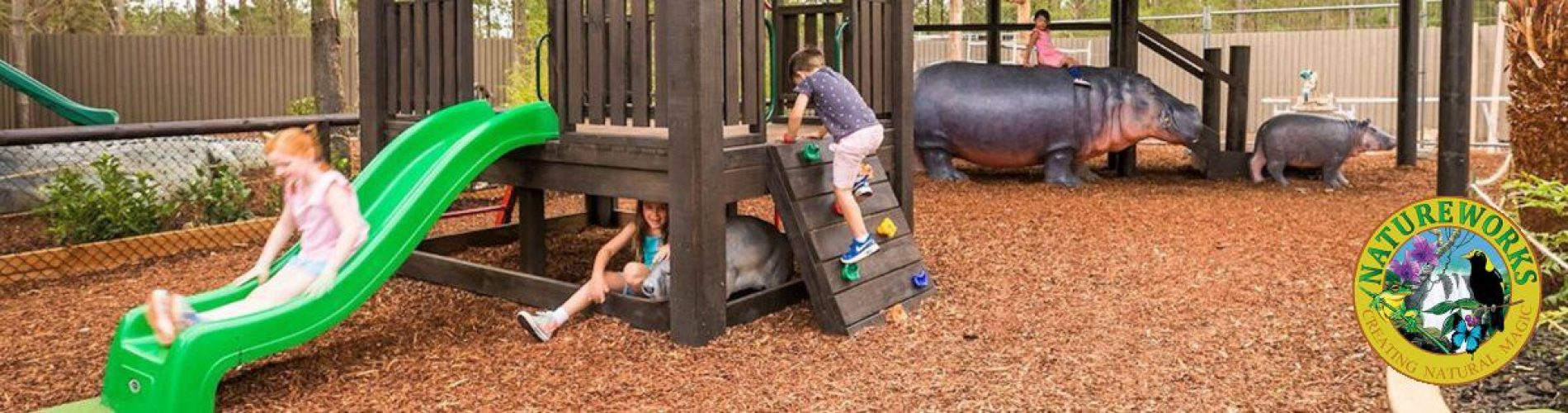 Children playing in nature playground at National Zoo